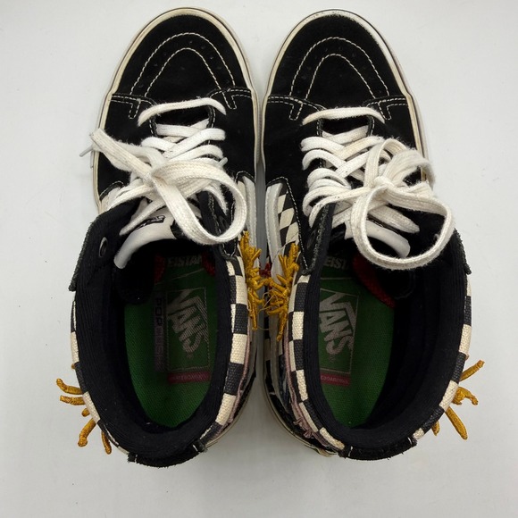 Vans SK8 Hi Pro Skate Shoes Black White Checkerboard Sun Dragon Patches Mens 8.5 - Picture 10 of 12